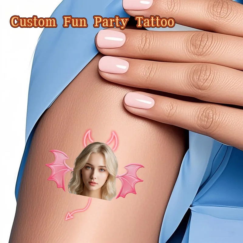 15 PCS custom demon temporary tattoo sticker personalized funny birthday gift theme party Carnival Halloween Day of the Dead