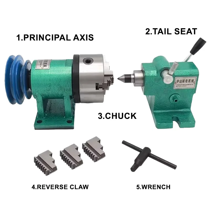 Indexing head lathe spindle woodworking DIY manual tailstock with fixed top, available with models 80, 125 and 160