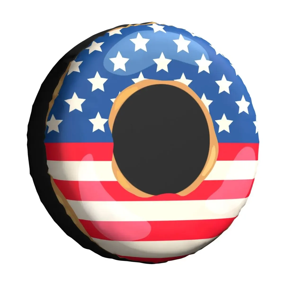 Custom American Patriotic Donut With Flag Of USA Spare Tire Cover for Jeep Doughnut 4WD 4x4 Trailer Car Wheel 15