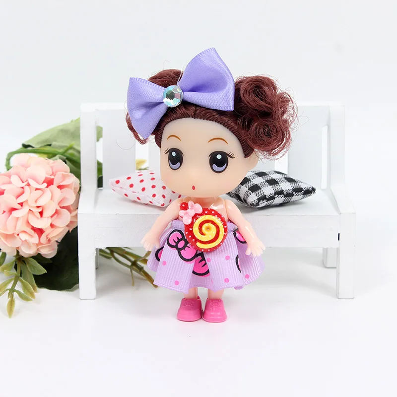 5 pz/set 9cm Creative girl princess doll portachiavi cute doll action doll toy mini doll bag ciondolo bambini play house toy gift