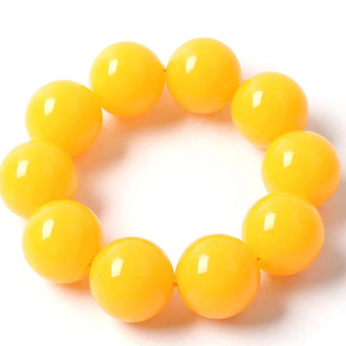 Plastic Imitation Beeswax Bracelet for Men and Women, Ethnic Style, Single Circle,Chicken Oil, Yellow, Old Buddha Beads Bracelet