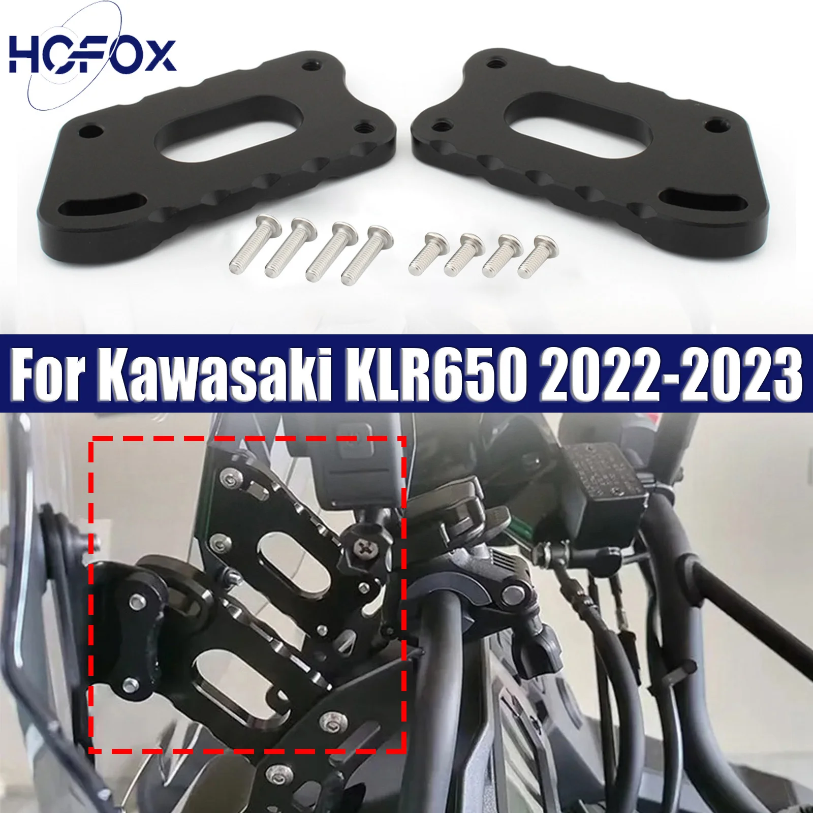 

Aftermarket use Fit For Kawasaki KLR650 2022-2023 Windshield Windscreen Risers