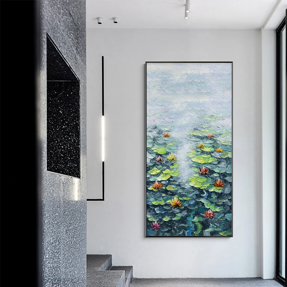 

Abstract Wall Art Hand Painted Oil Painting Water Lily Pictures Modern Thick Oil Canvas Painting For Living Room Wall Decoration