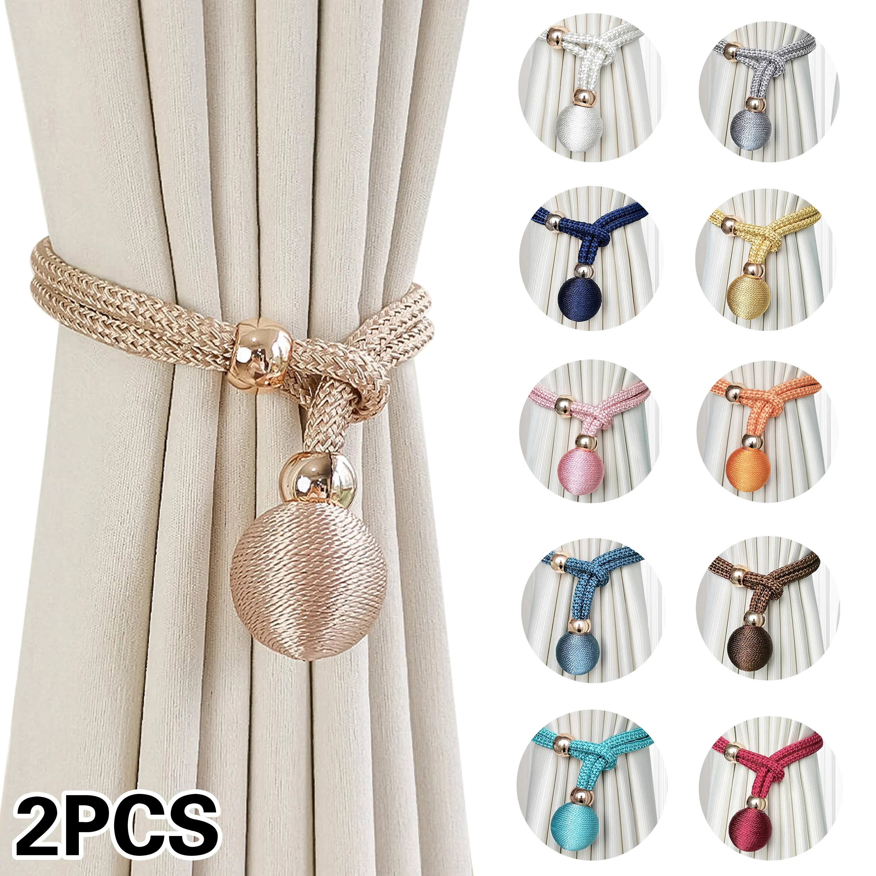 2pcs Adjustable High Grade French Ball Curtain Tiebacks, Convenient Draped Tiebacks Decorative Curtain Fixer Curtain Tiebacks