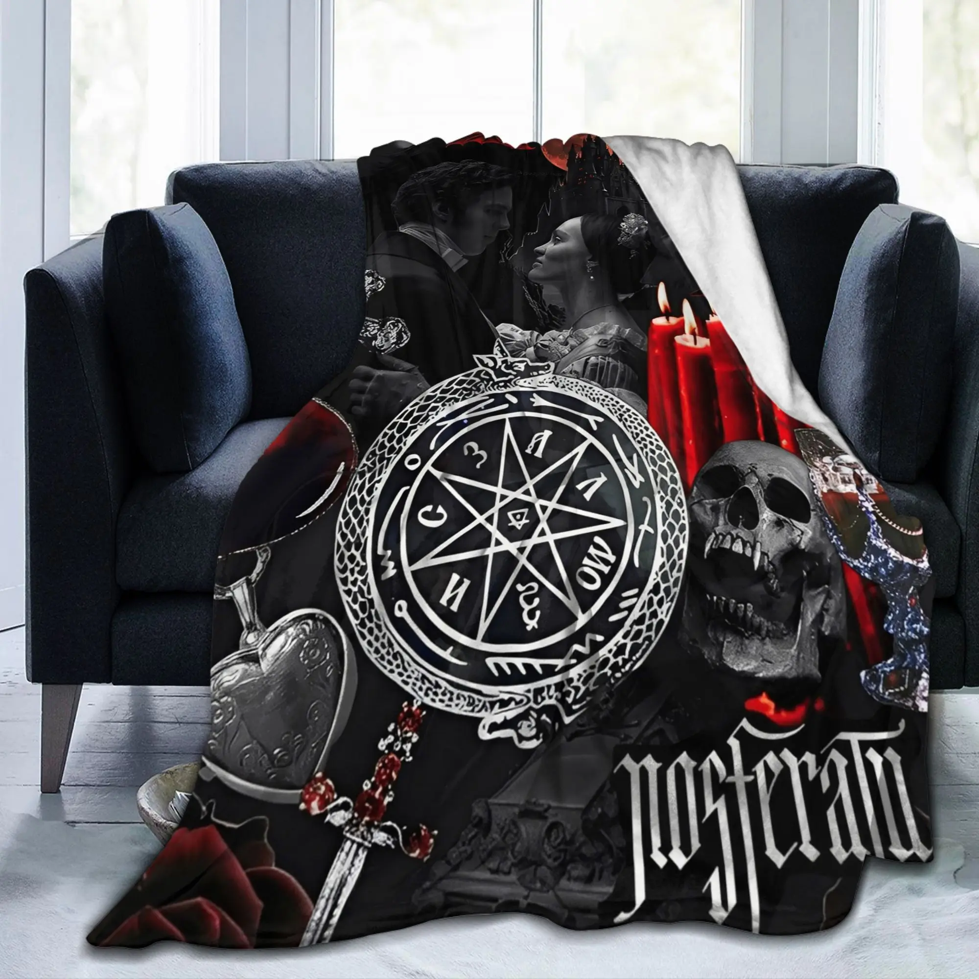 Nosferatu Vampire Dracula Blanket Flannel  Winter Horror Movie Halloween Portable Warm Throw Blankets for Bedding Throws