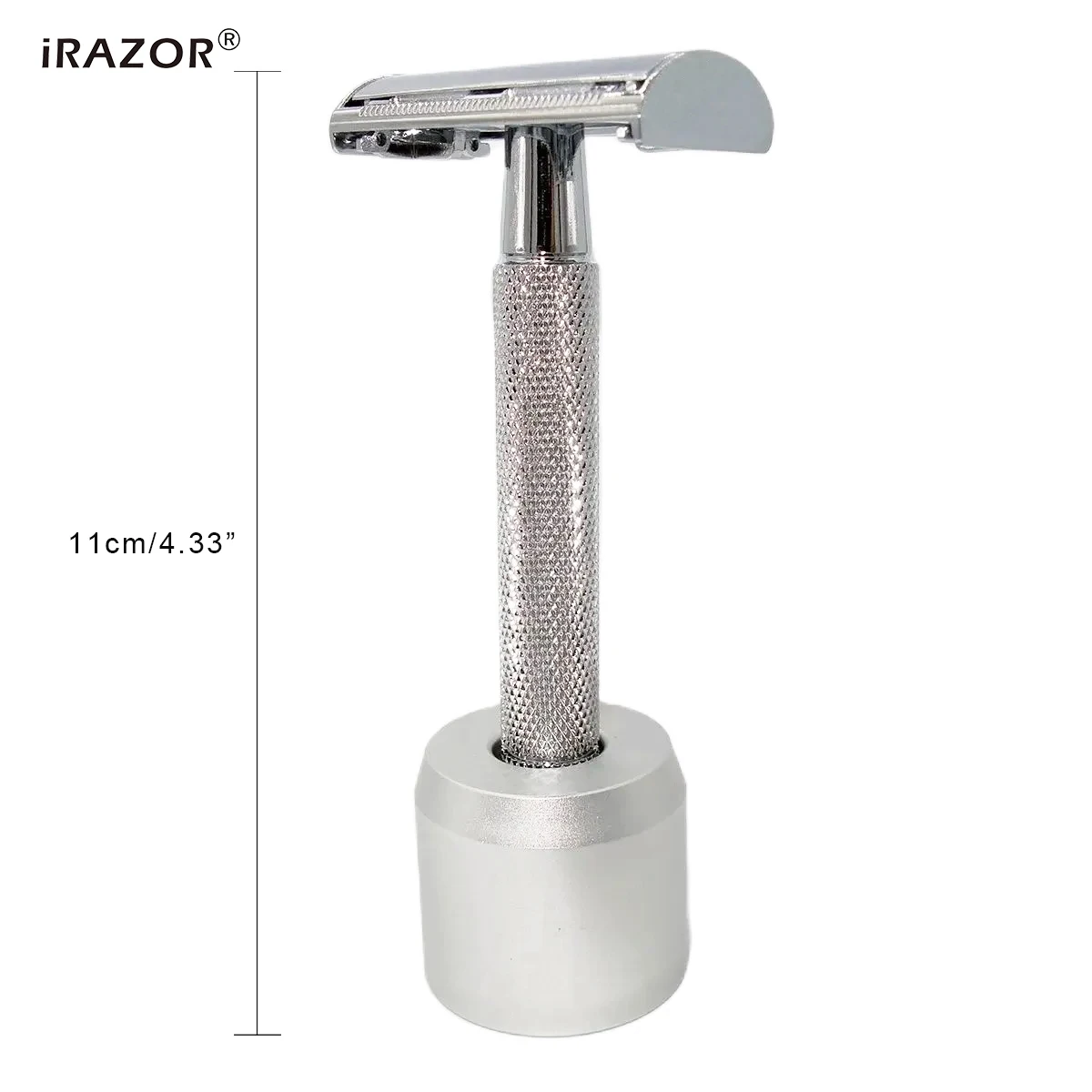 iRAZOR Classic Double Edge Safety Razor Butterfly Open Style Shaving Machine Men's Beard Shaver with 10 Blades and Stand Holder