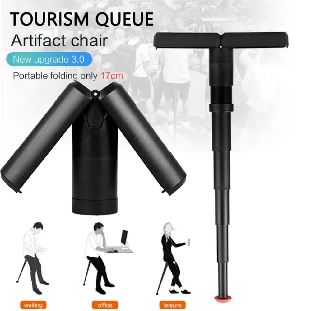 

Portable Folding Chair Gifts Adjustable Black Queue Portable Seat Plastic Subway Telescopic Stool