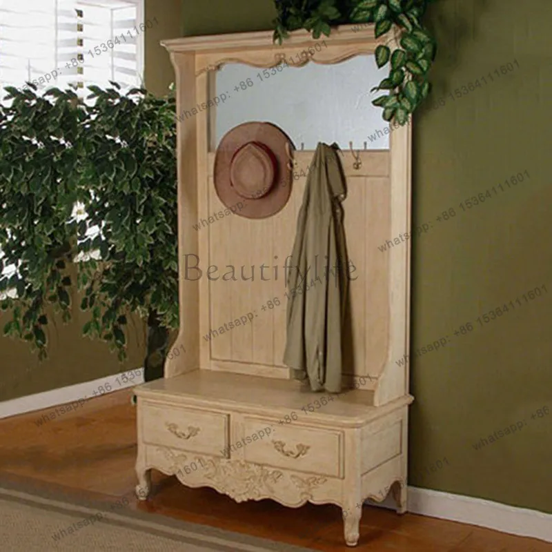 LS American country clothes and hats hanger porch shoe changing cabinet foyer decoration antique furniture