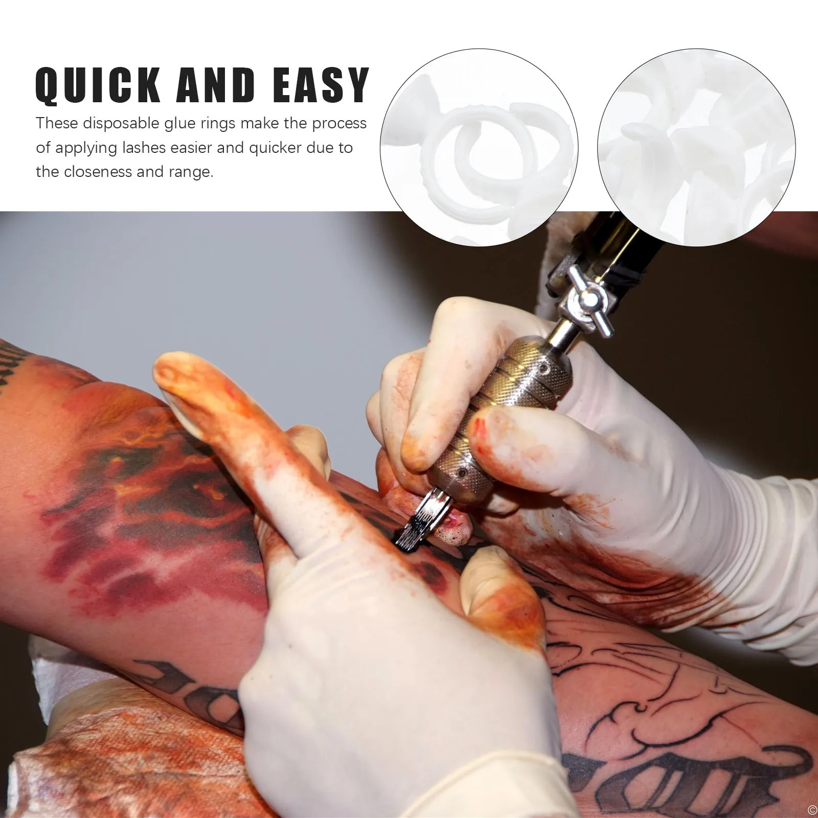 

100Pcs White Disposable Plastic Glue Rings Eyelash Extension Quick Use Lash Primer Remover Kit Plastic Glue Rings