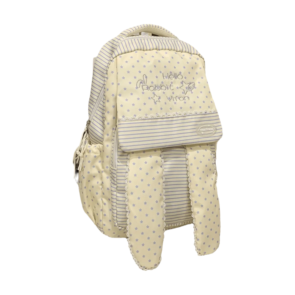 Creative Long Rabbit Ear BackPack Strips Star Lace Edge Student Bag Large Capacity Multicolor School Bag Travel
