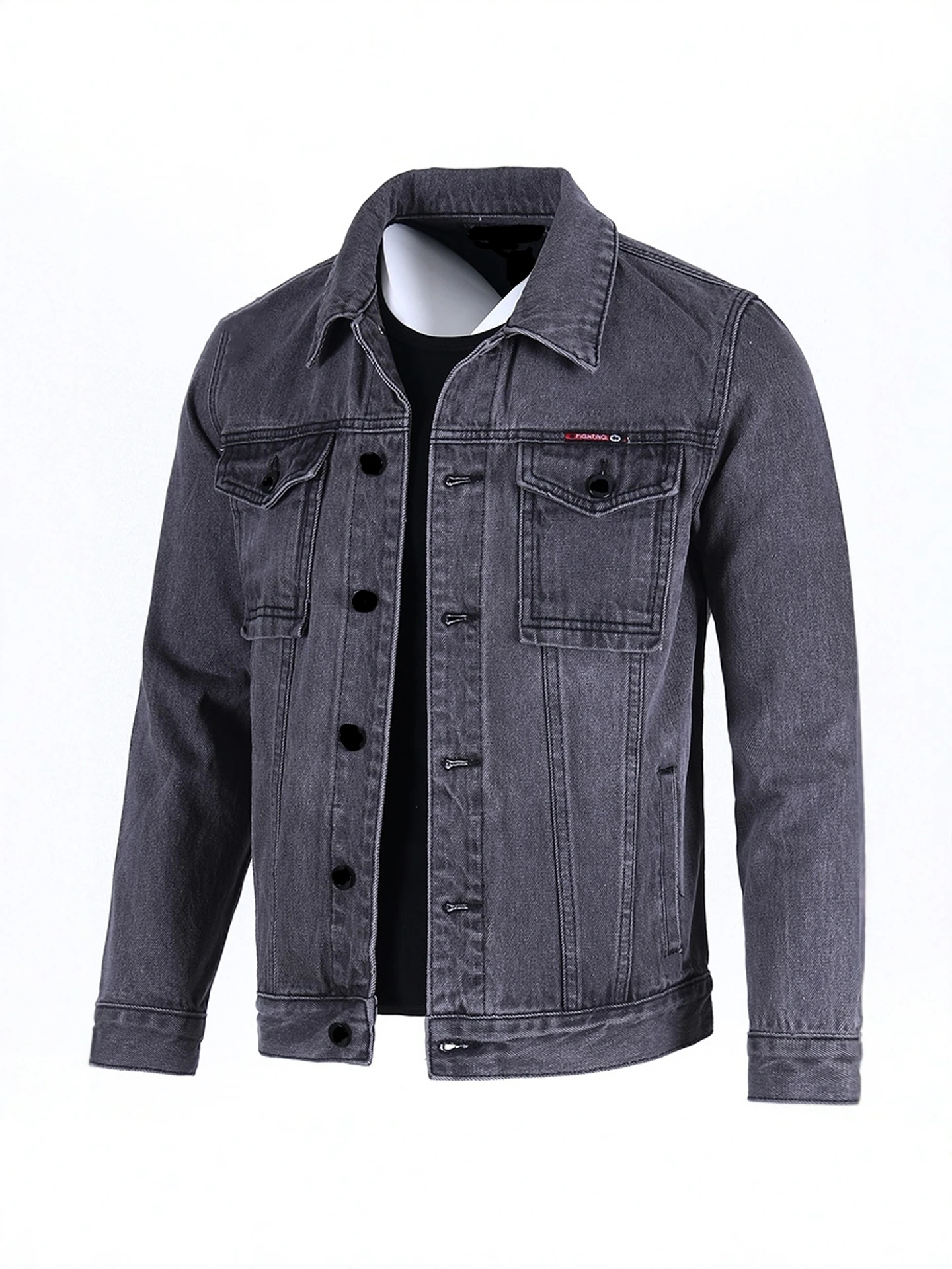 

Fall Winter Denim Jaet Men's Trendy Loose Collar Workwear Sle Youthful ulari Daily Wear Long Sve Warmth Provided