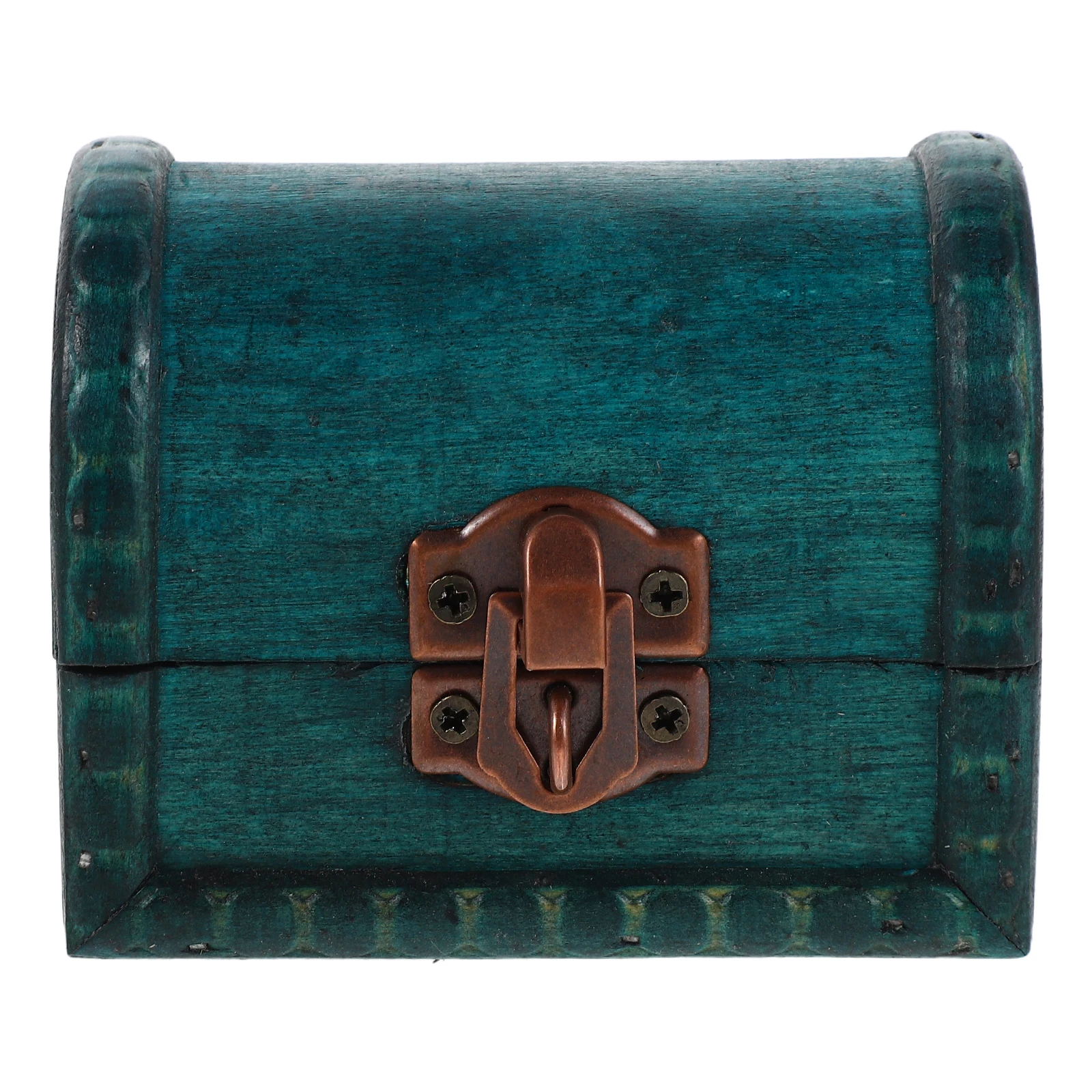 

Wooden Storage Box Farmhouse Trinket Organizer Keepsake Case Necklace Cases Treasure Chest Rustic Green Travel