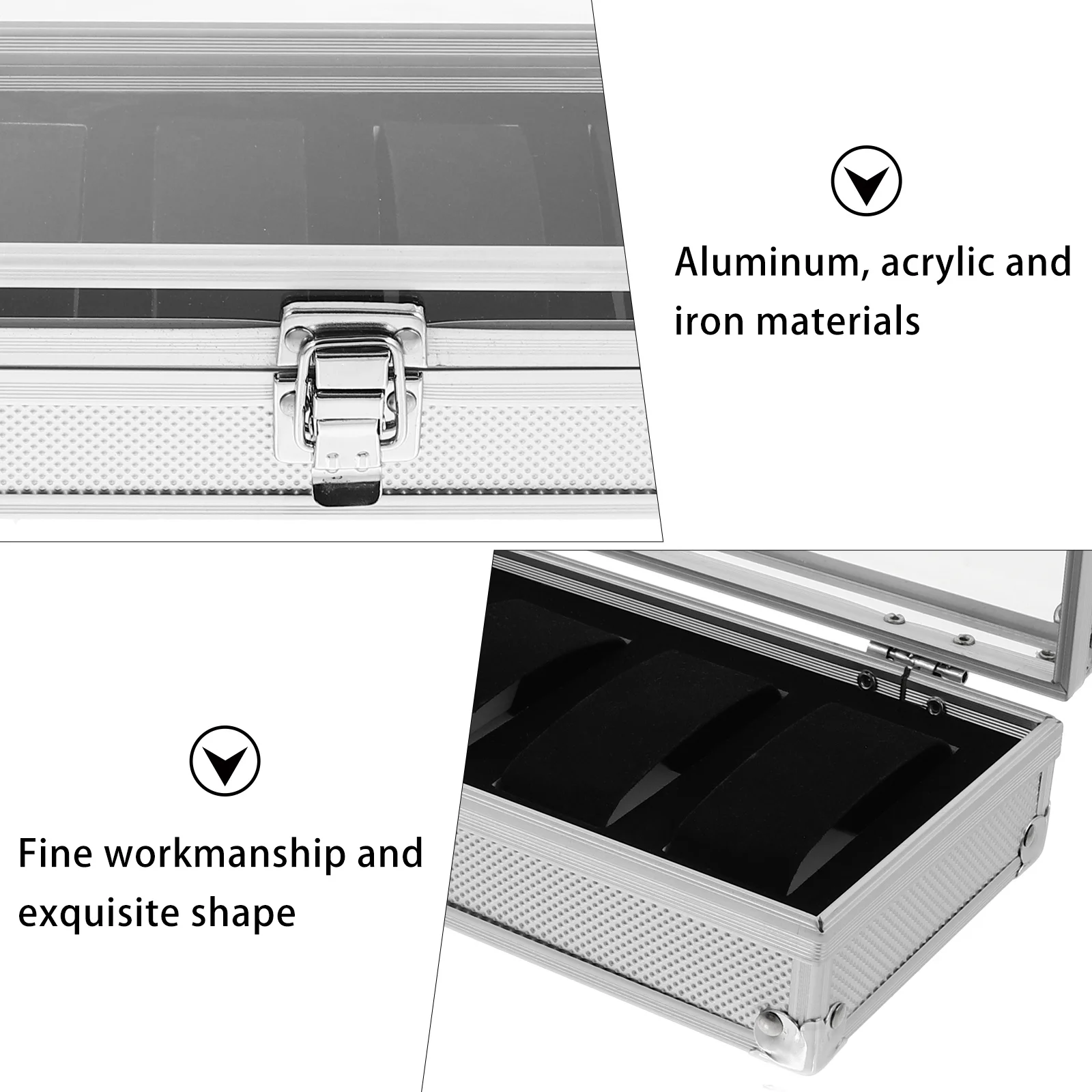 1Pcs Aluminium Watch Storage Box 5 Watches Transparent Window Lock Design Jewelry Organizer Silver Watch Box Jewelry Organizer