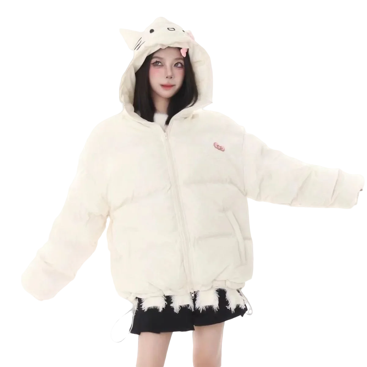 Anime Sanrios Cute Hellokittys Warm Cotton Clothes Cartoon Fashion Sports Women\'s Warm Down Jacket Kawaii Winter Casual Coat