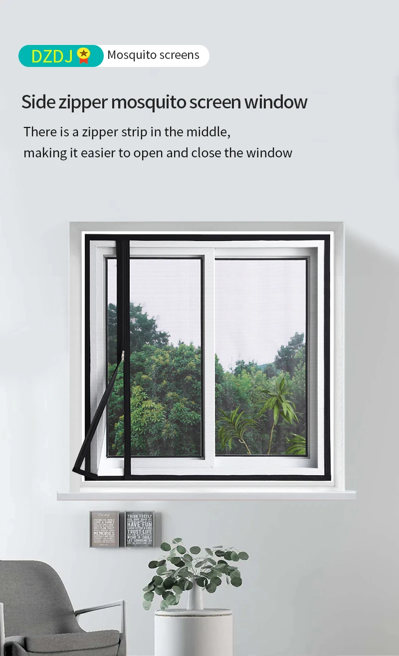 Maßanfertigung, Haushalt, selbstklebendes Reißverschluss-Moskitonetz, Moskitonetz für Fenster, Sommer, Netz, Gaze, Moskitonetz, waschbar – Detail 1