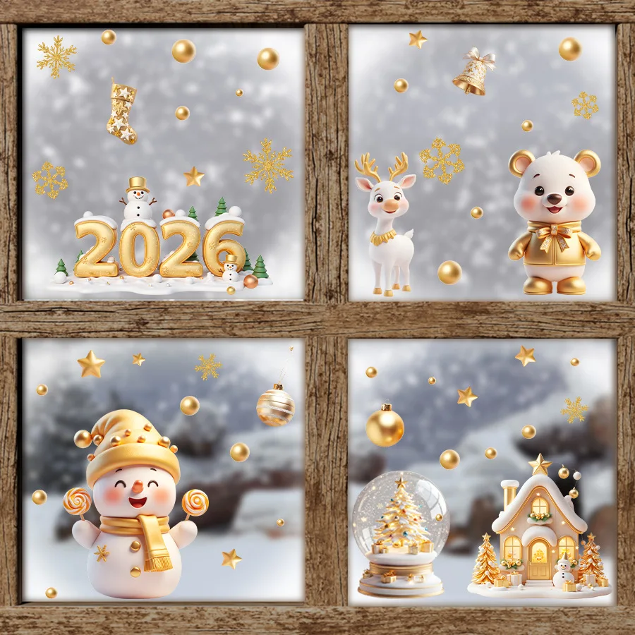 Weihnachten Fensteraufkleber Weihnachtsdekoration Aufkleber Schneeflocke Kristallkugel Weihnachtsmann Festival Dekorative Fensteraufkleber