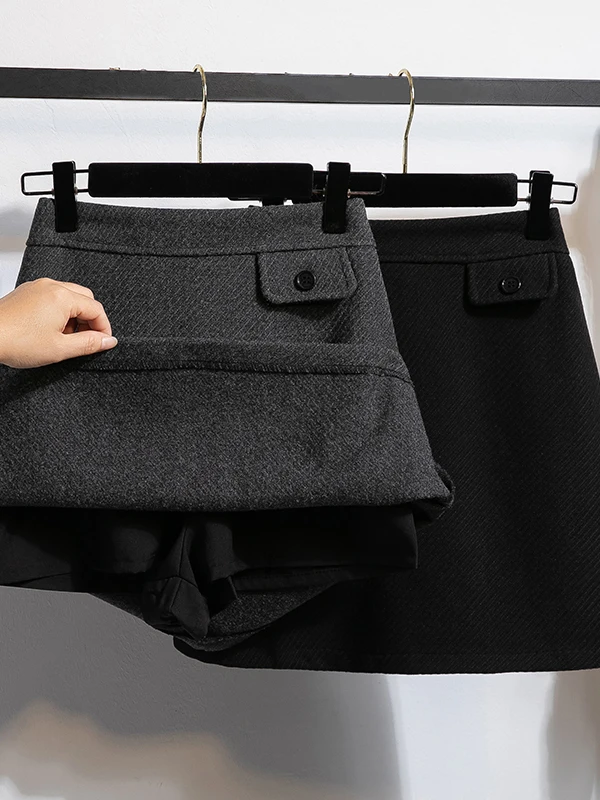 Saia evasê de cintura alta para mulheres em tecido de lã Bla lisonjeiro design de emagrecimento perfeito para estações de outono e inverno