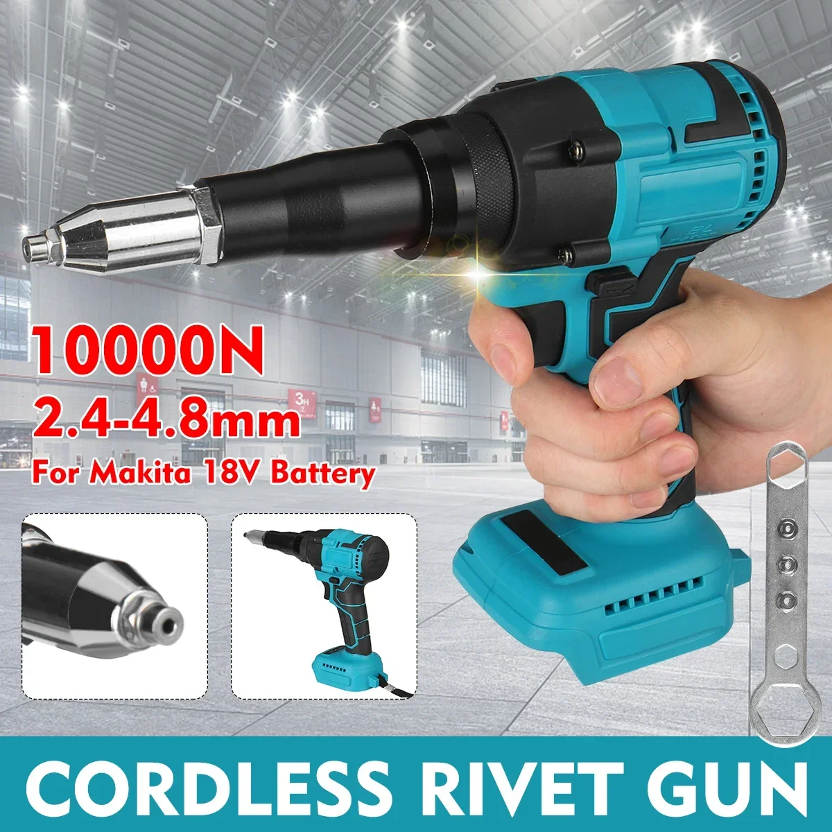 Cordless Electric Rivet  Rivet Nut  Drill Insert Nut Pull Riveting Tool 2.4-4.8mm With LED Light For Makita 18V Battery