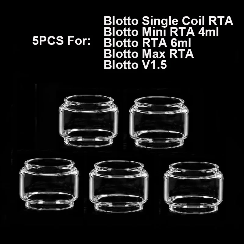 5 pezzi tubo di vetro a bolle per DOVPO Blotto Single Coil RTA Blotto Max RTA Blotto V1.5 serbatoio di vetro di ricambio serbatoio di vetro