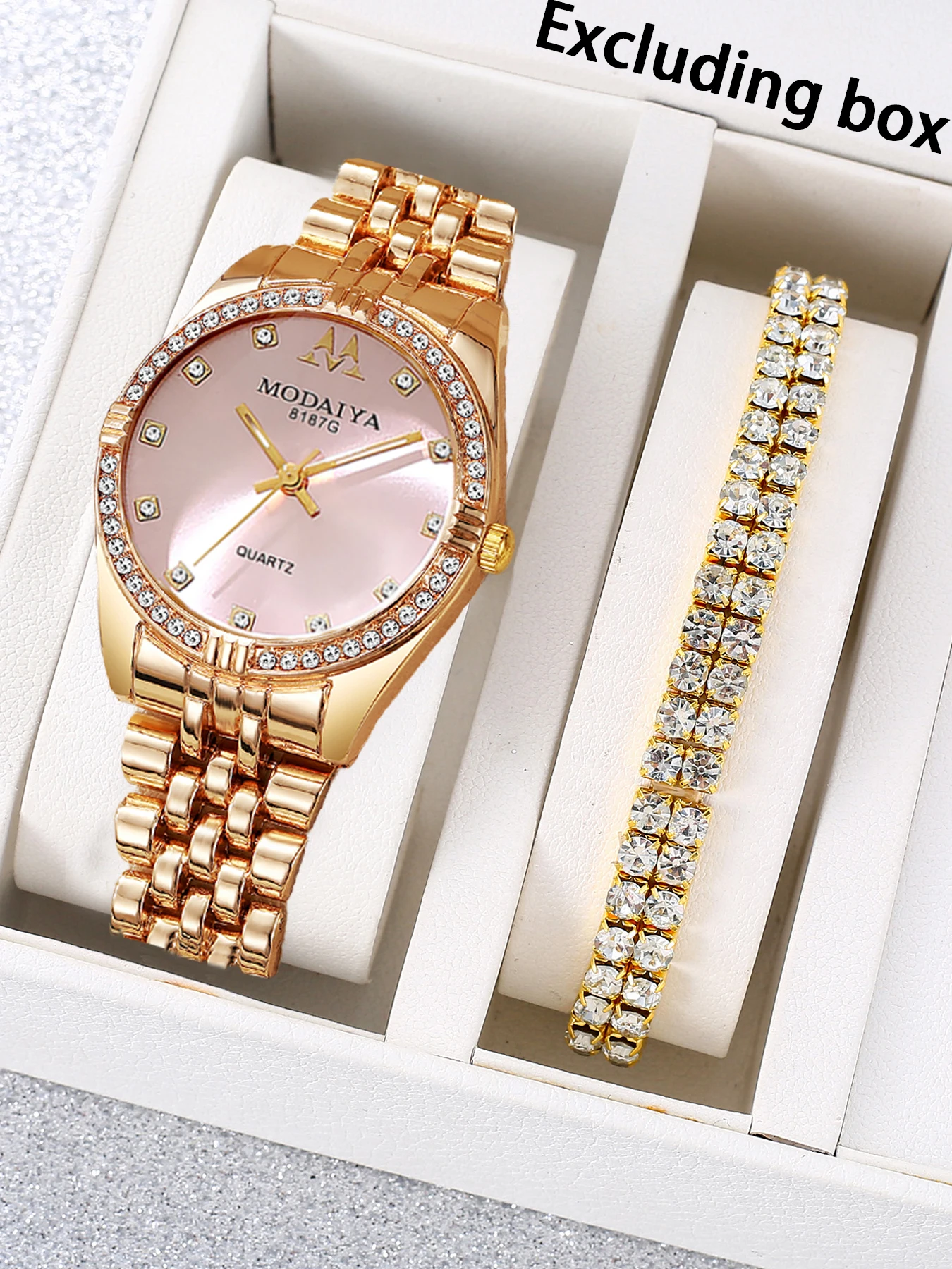 

Женские часы из 2 предметов, модные кварцевые часы с водными бриллиантами, стальная полоса для отдыха с инкрустацией бриллиантами, роскошный модный женский комплект часов