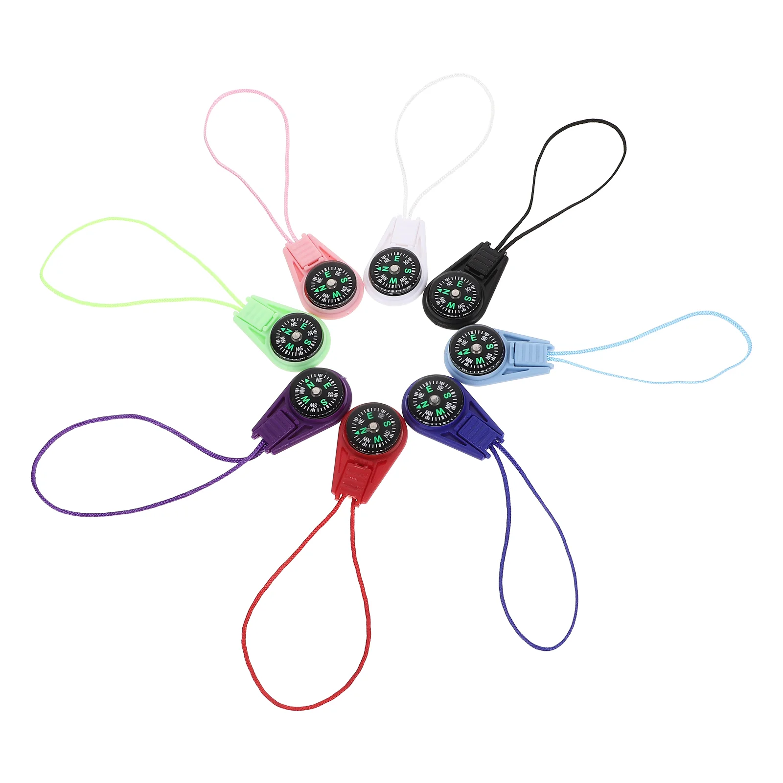 20 Pcs Lanyard Slider Compass (mixed Colors) 20pcs Outdoor Small Portable Child