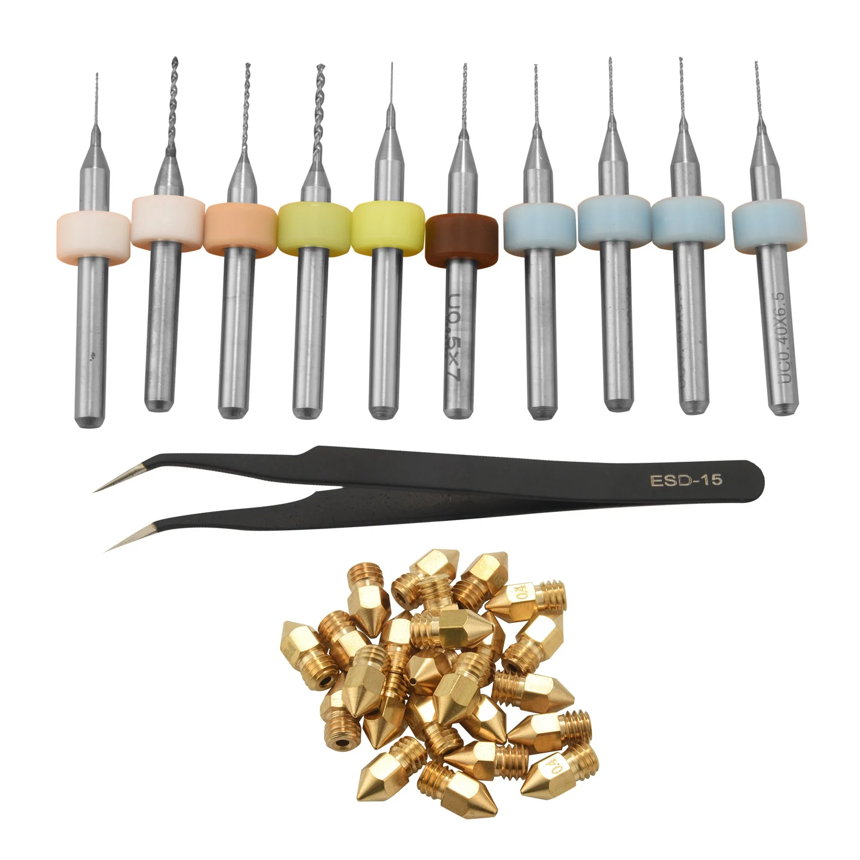 Mega Sale 3D Printer Nozzle Kit MK8 Extruder Nozzles Copper Print Head with Cleaning Drill Bits for Creality CR-10 Ender
