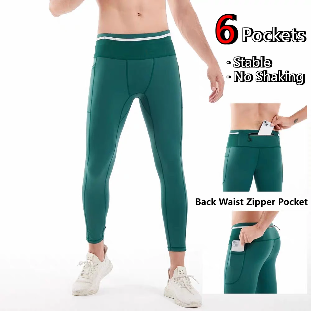 

Мужские и женские компрессионные брюки для бега 9/10 — быстросохнущие облегающие леггинсы с 6 карманами для марафонских тренировок и занятий спортом по тропе