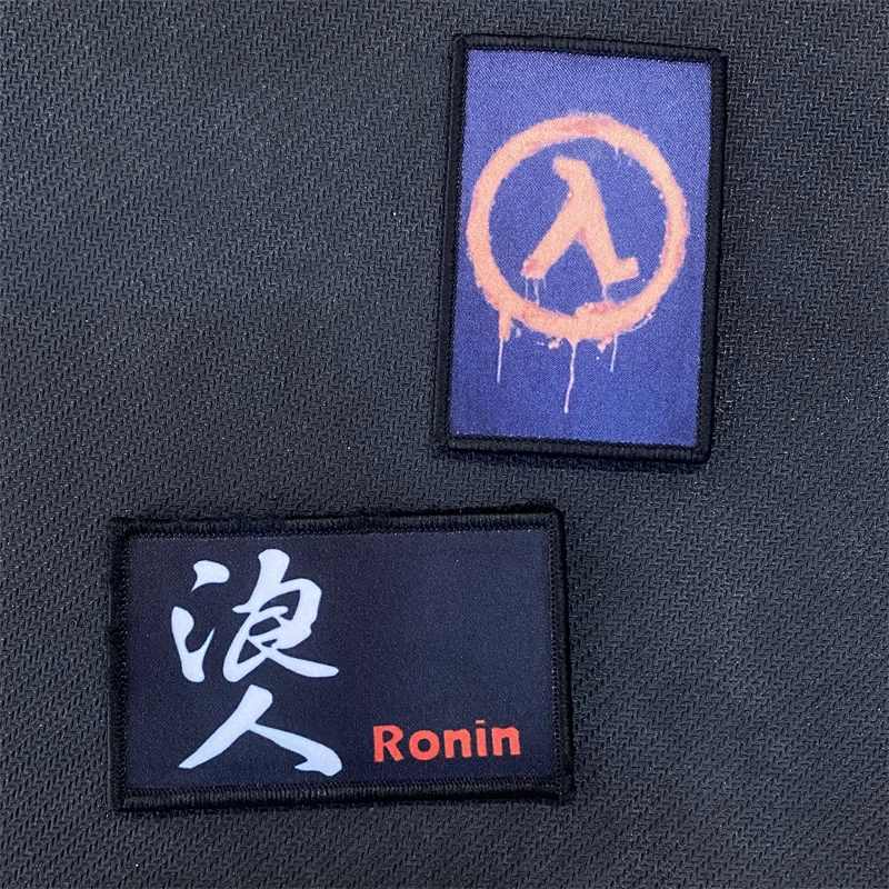 

Half Life Tactical Morale Printed Patches Ronin Morale Emblem Patches Hook and Loop Backpack Patches Appliques for Clothing