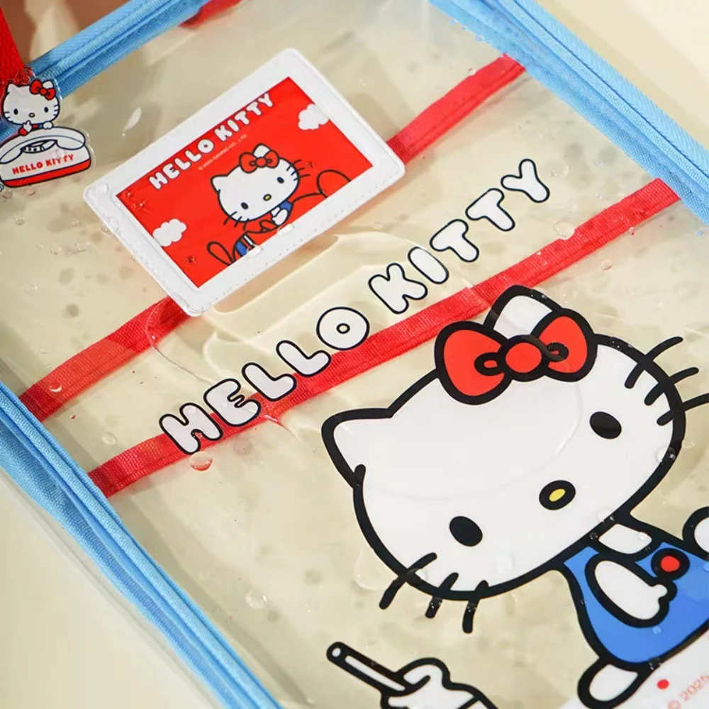 Genuine Sanrio Hello Kitty A4 Clear Files Pouch Cartoon Kt Cat Three-Tier Handheld Zipper Bag Student Study Material Sorting Bag view 4