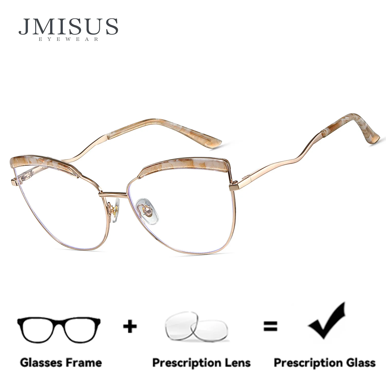

Очки JMISUS Custom Cat Eye: ультралегкие металлические оптические очки с диоптриями, защитой от синего света, квадратные, прогрессивные, по рецепту