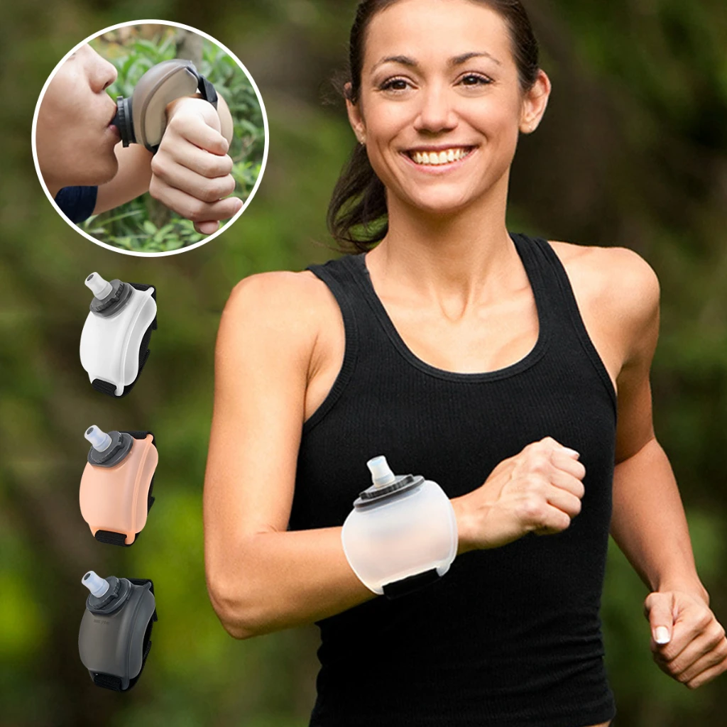 Sport Water Bottle Wrist Kettle Squeeze Running Riding Climb Portable Silicone Soft Flask Wrist Storage Soft Flask Marathon Race