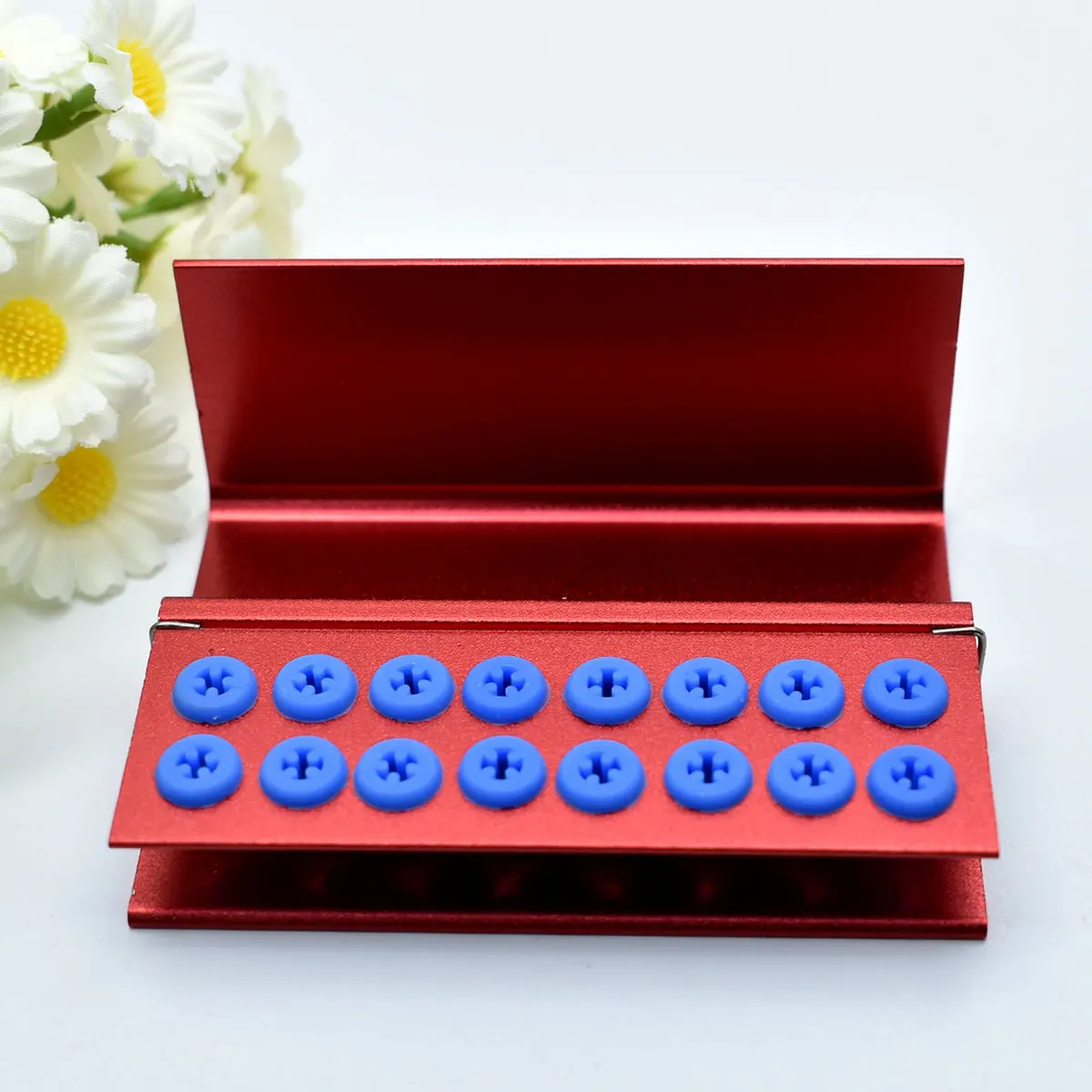 16 Holes Dental Burs Holder for High Speed Burs& Low Speed Burs Compatible Bur  With Silicone Disinfection Box