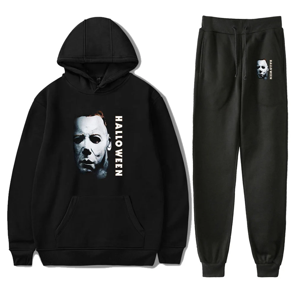 

Halloween Michael Myers Cosplay Hoodie+Pants Sweatpants Set 3D Printed Hooded Sweatshirt Pullover Causal Pants Trousers