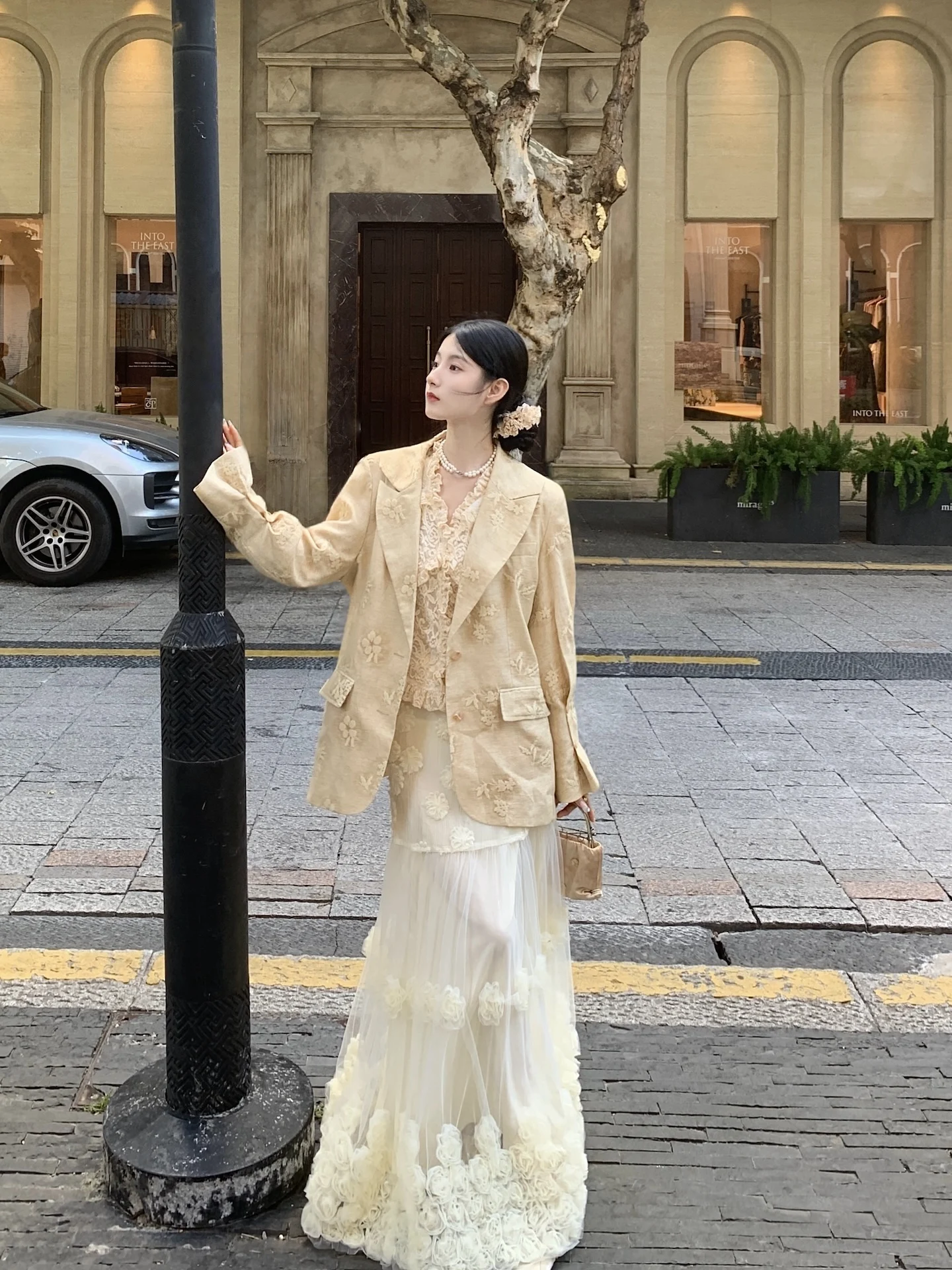 

Walkink Heavy Embroidery Adjustable Cuff Design Tie Suit Jaet Women's Casual Faion Autumn 2025 Exclusive