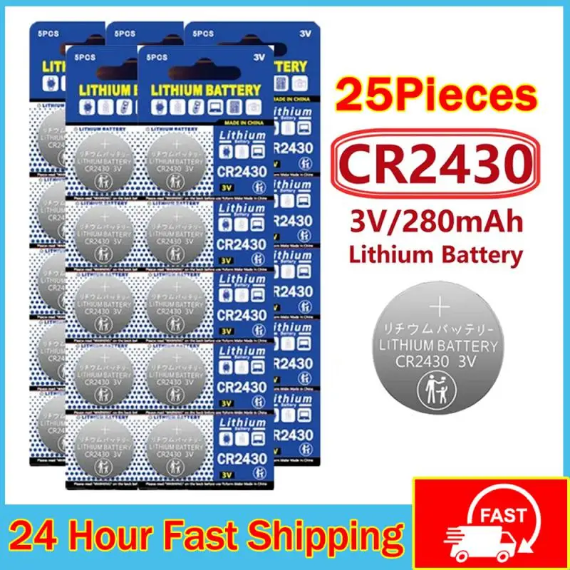 NEW CR2430 3V Lithium Battery CR 2430 DL2430 BR2430 280mAh Button Coin Batteries for Key Fob Watch Alarm Clock Remote Control