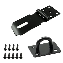 Stainless Steel Door Padlock Hasp Kit Anti Theft Folding Lock Buckle Plate Hitch Home Bolt Door Buckle Screws Safety Padlock