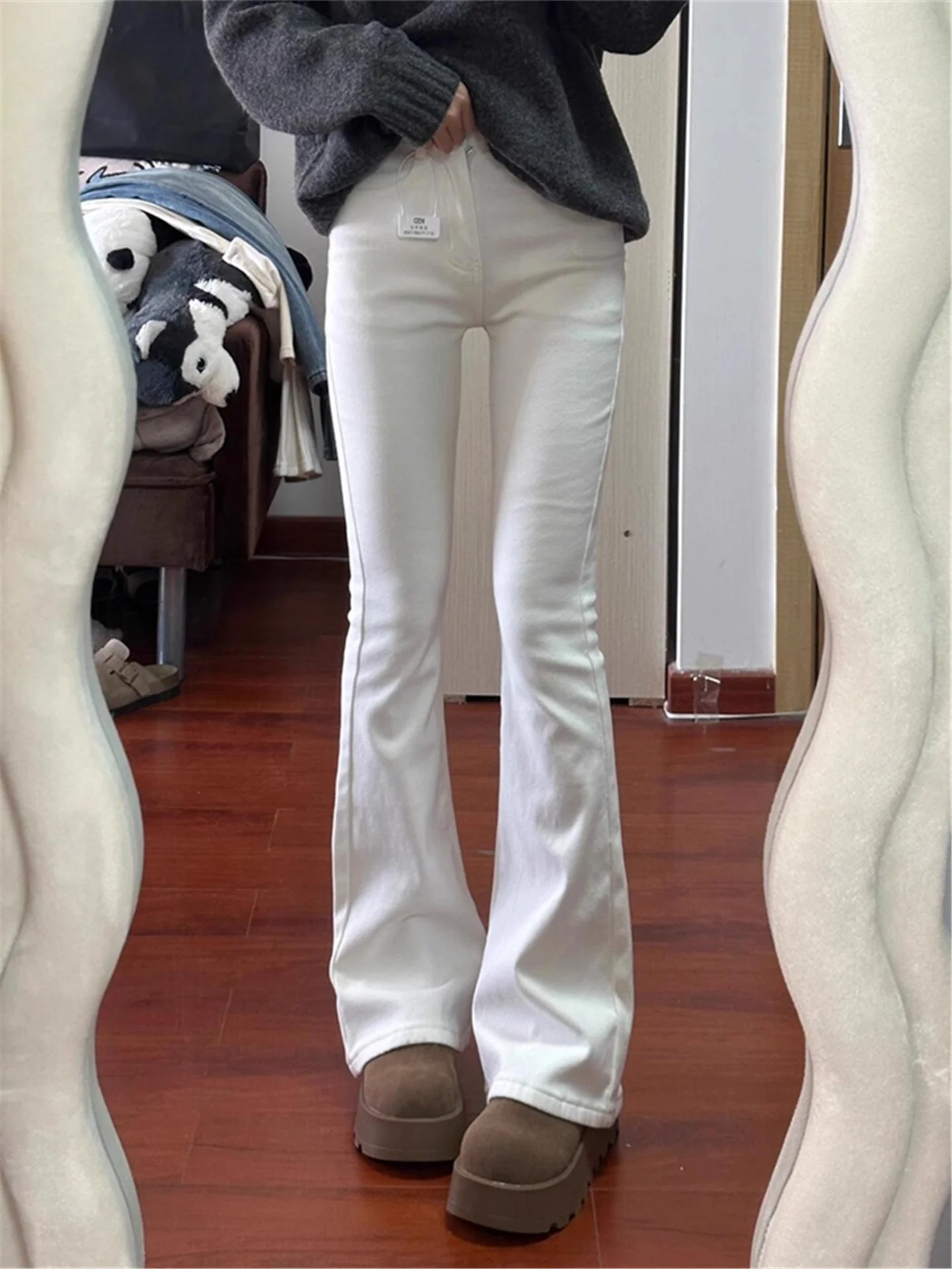 

High Waist Flared Jeans Women's Stretchy Casual Cotton Bootcut Pants Autumn Winter Slimming Long Leggings