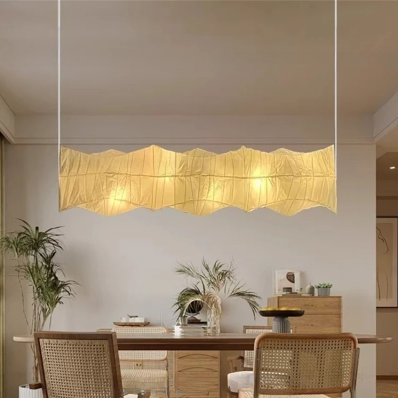 

Светодиодный подвесной светильник в скандинавском стиле Ваби-Саби из рисовой бумаги для гостиной, спальни, угла ресторана, прикроватный светильник для двухуровневых лофтов