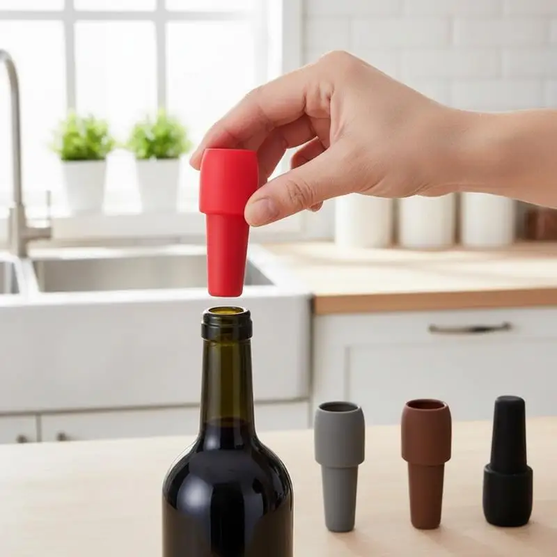 10PCS Wine Stoppers Flexible Silicone Beverage Bottle Sealer Portable Wine Beer Glass Bottle Sealers Vacuum Keep Fresh Plug