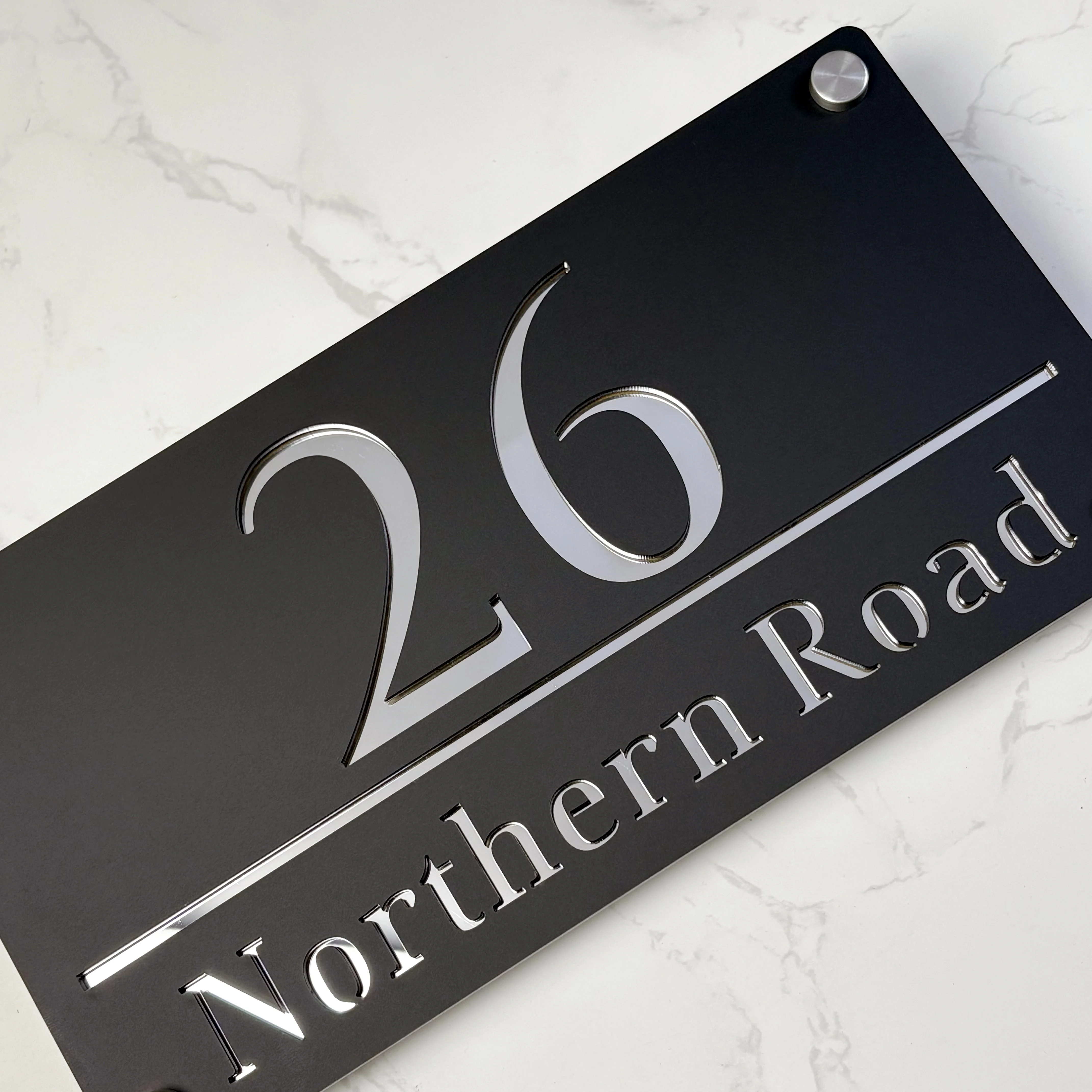 علامة رقم المنزل المخصصة الحديثة علامات الحائط الخارجية لوحات عنوان الأكريليك المقطوعة بالليزر هدية شقة الفيلا #2