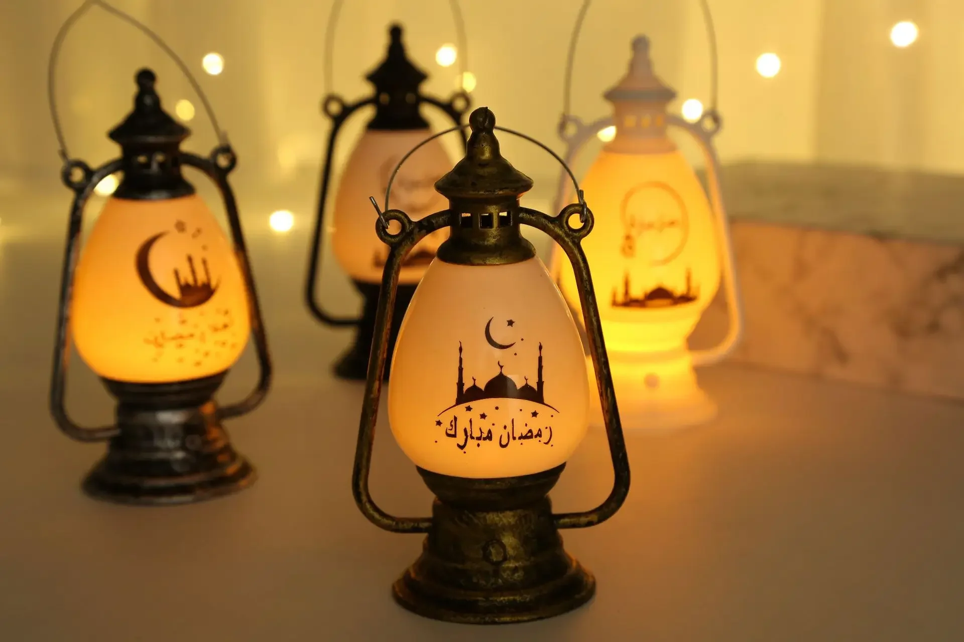 Eid Mubarak LED Wind Lights Ramadan Decoration 2023 Islam Muslim Party Decor for Home Pony Lanterns Oil Lamp Ramadan Kareem Gift