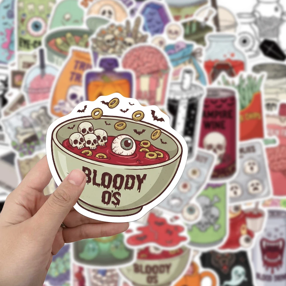 50PCS Creative Horror Jars Halloween Stickers Exquisite DIY Phone Cases, Water Cups, Notebook Personalized Stickers