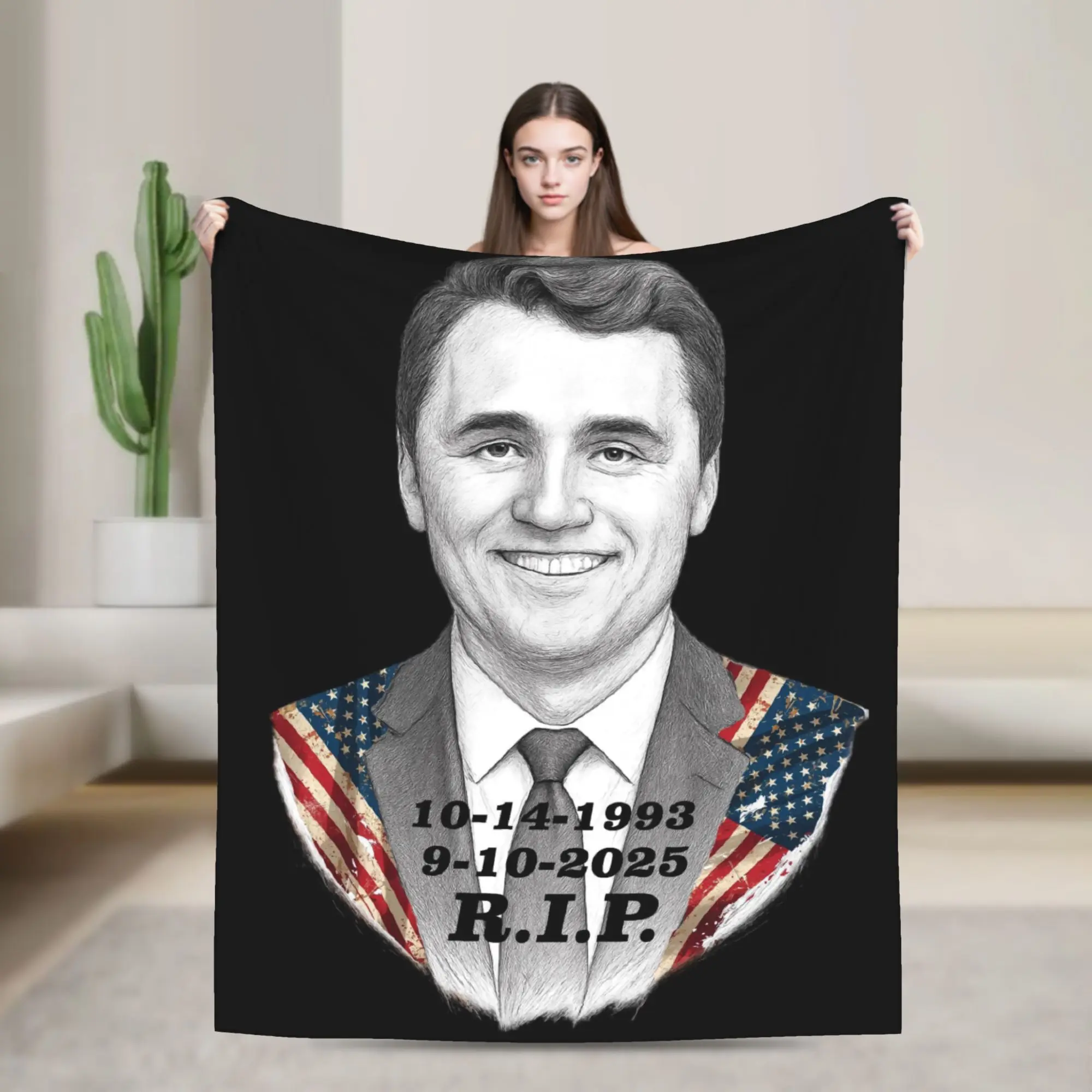 Charlie Kirk R.I.P Blanket Quality Warm  Throw Blanket Winter Boy Girl Couch Chair Funny Bedspread