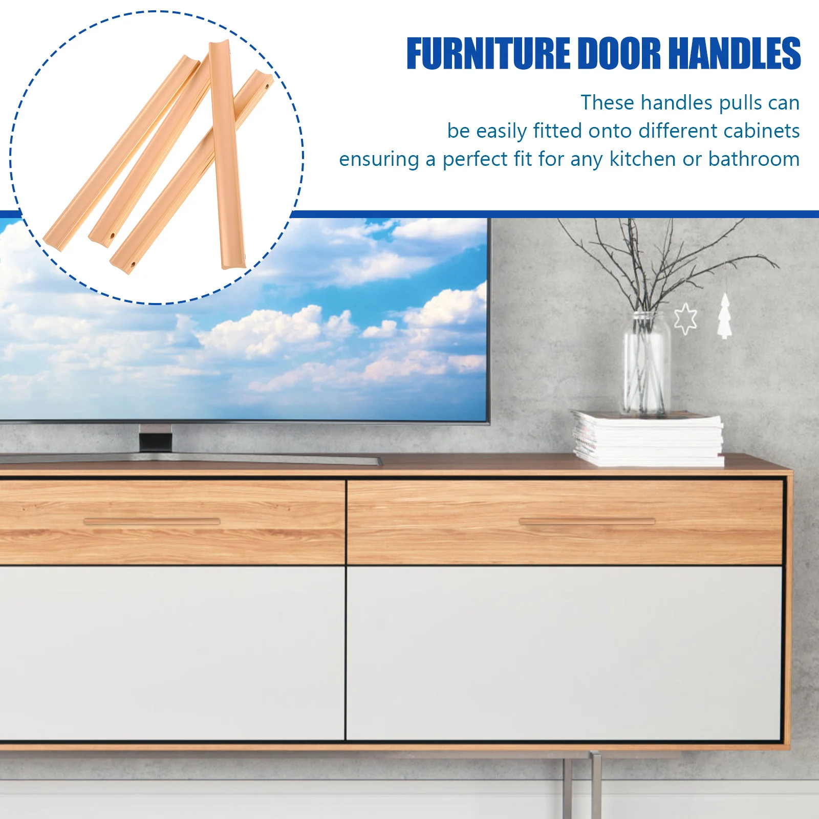 

4Pcs Long-Lasting Aluminum Cabinet Handles Drawer Pulls Fashionable Modern Home Decoration Cabinet Hardware Drawer Pulls