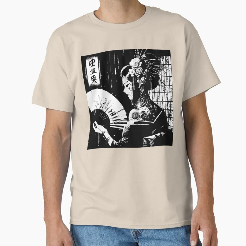 Perfume and Cyberware science fiction robot japan traditional art Cyborg Geisha Cyberpunk T-shirt Large size Adult Tops S-6xl