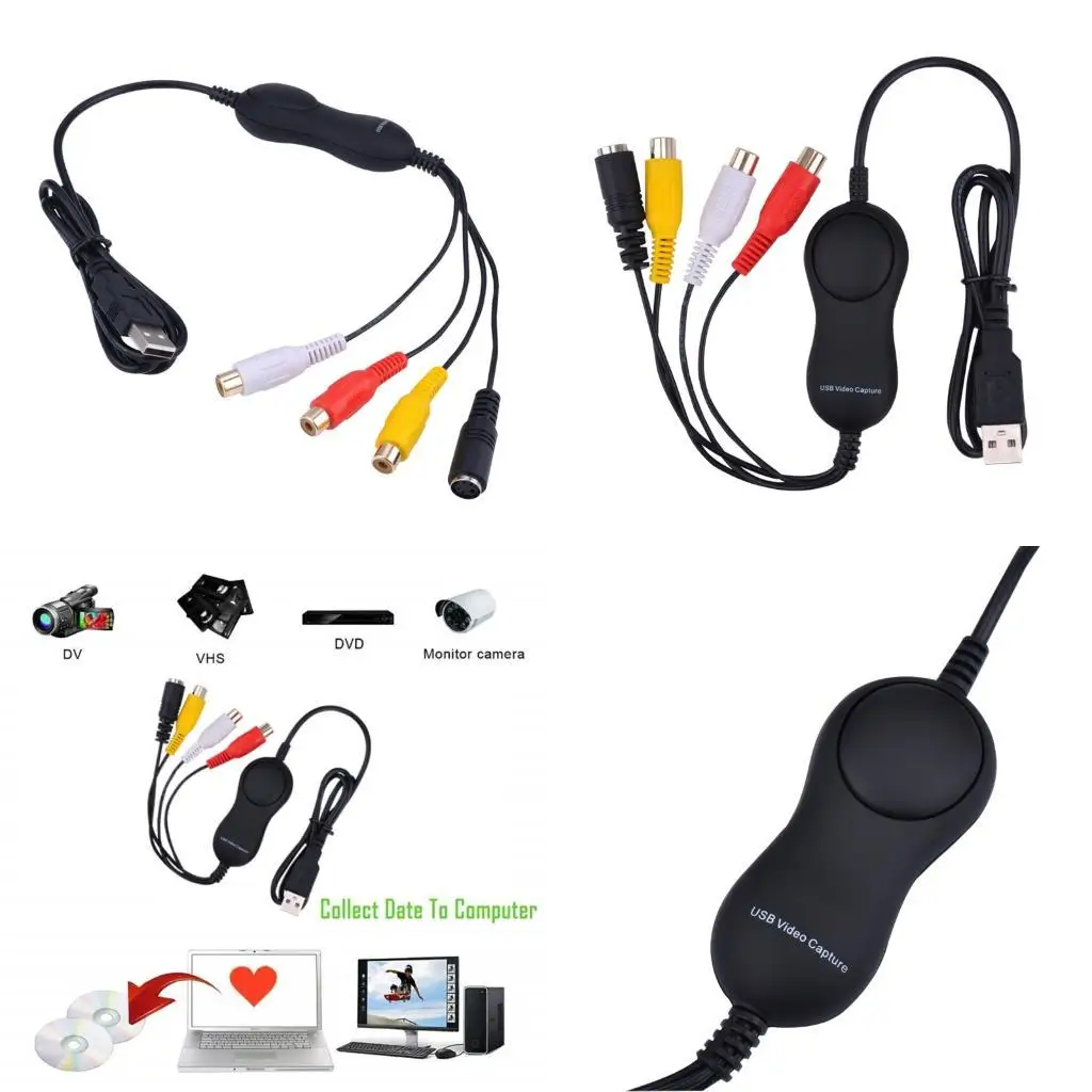 USB2.0 Video Capture Card Analogs To Digital Converters For CVBS S Video Input 480pResolution DriverFree Plugs and Play