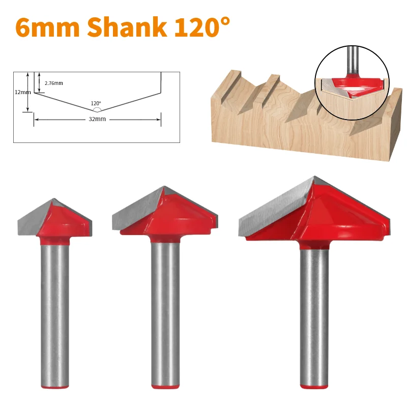 YUSUN-cortador de ranurado 3D Tipo V, broca de enrutador CNC, fresas de carburo sólido, cortador de fresado para carpintería, broca para madera,
