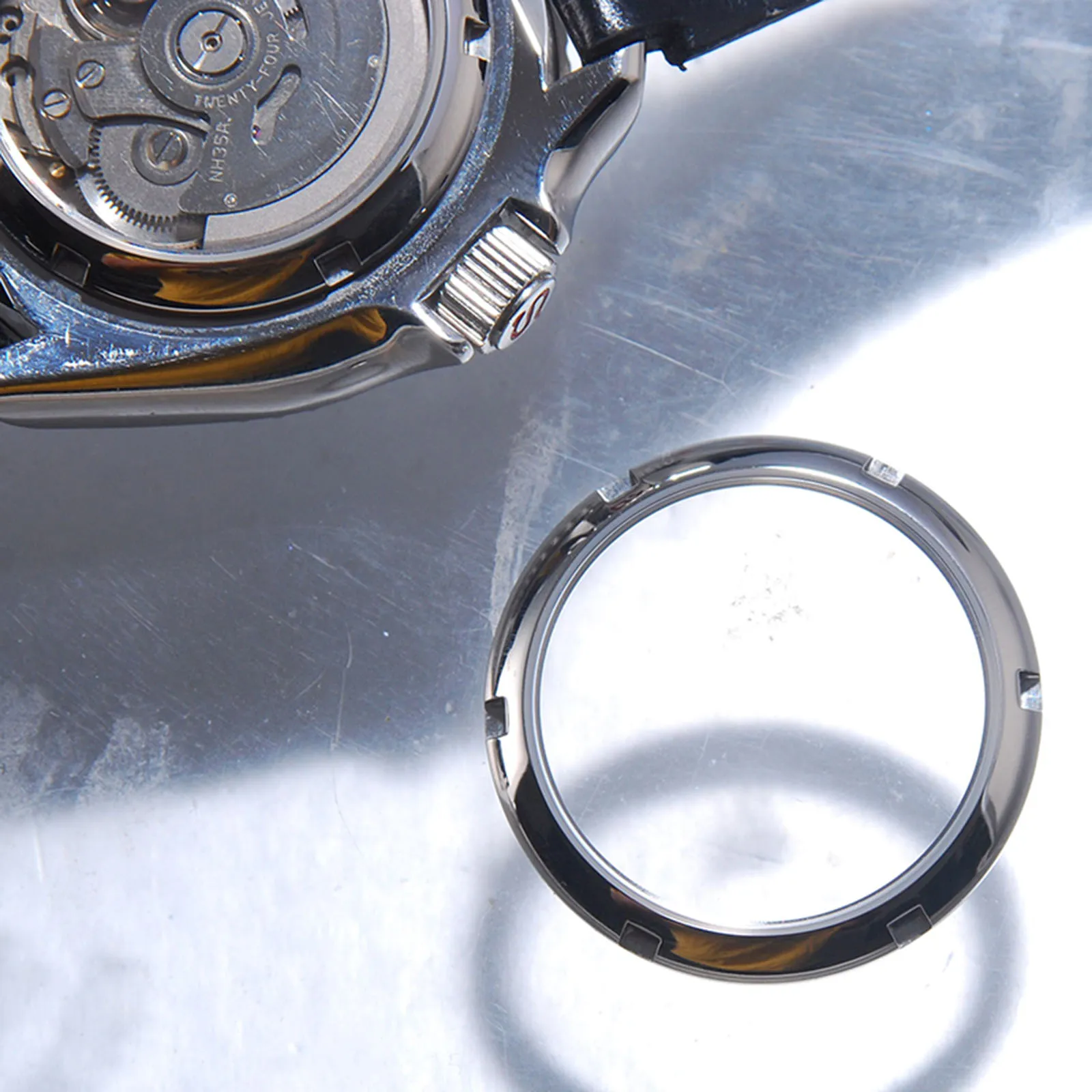 1pc 32.9mm Polished Stainless Steel Back Cover Replacement Sapphire Glass Bottom Case for SKX007 SRPD Watch Modifying Parts