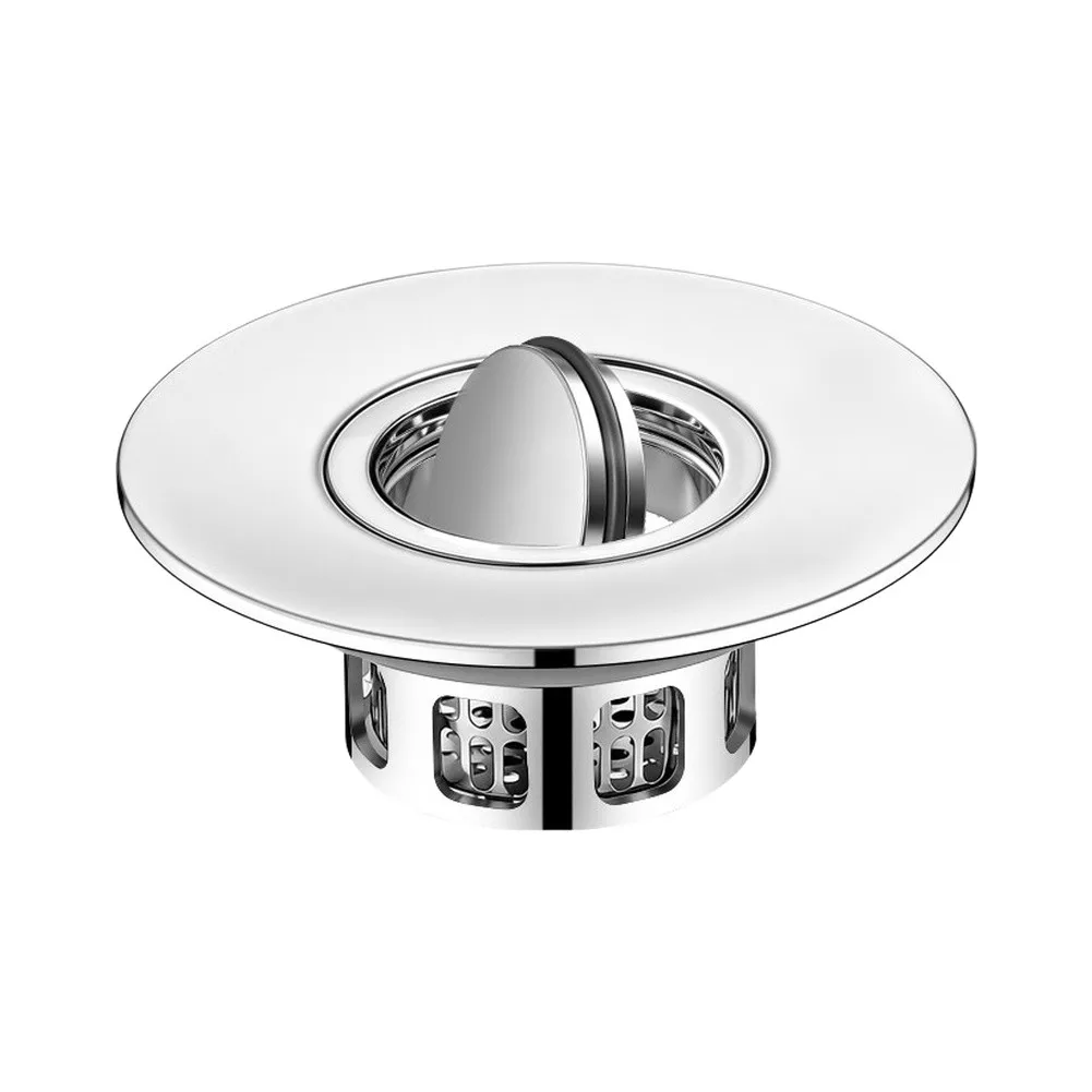 Flush Fit 4 in 1 Bathtub Drain Stopper Flip Cover Stainless Steel Hair Catcher for Drain 7x7x6cm Rust Resistant