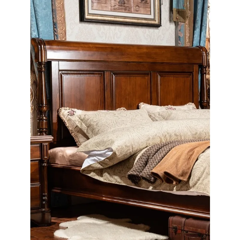 American Solid Wood Hotel-style King-sized Super King-sized Master Bedroom Bed Eco-Friendly Durable Inlaid Craftsmanship